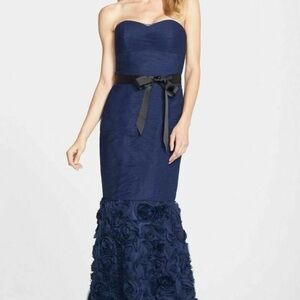 NWT  JS Collection Navy Blue Rosette Gown Size 12